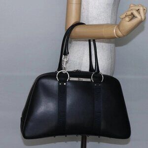 Christian Dior Boston Bag Leather Black Auth ki6003